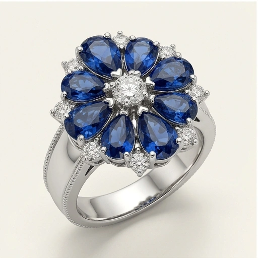 Modern Bold Design Sapphire and Diamond